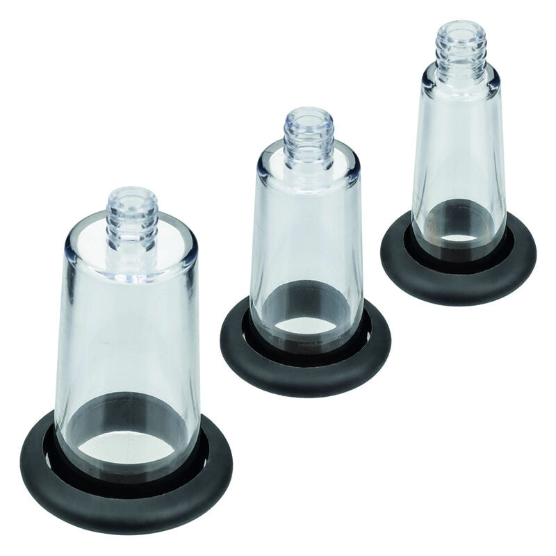 Les trois cylindres du kit Boundless avec leur anneau d'étanchéité noir en silicone