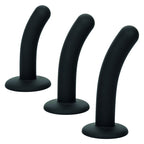 Les trois sondes courbes en silicone du kit Boundless, tailles S, M et L côte à côte