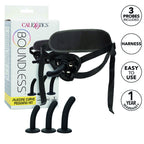 Emballage du Boundless Silicone Curve Pegging Kit CalExotics, avec pictogrammes 3 sondes et garantie 1 an