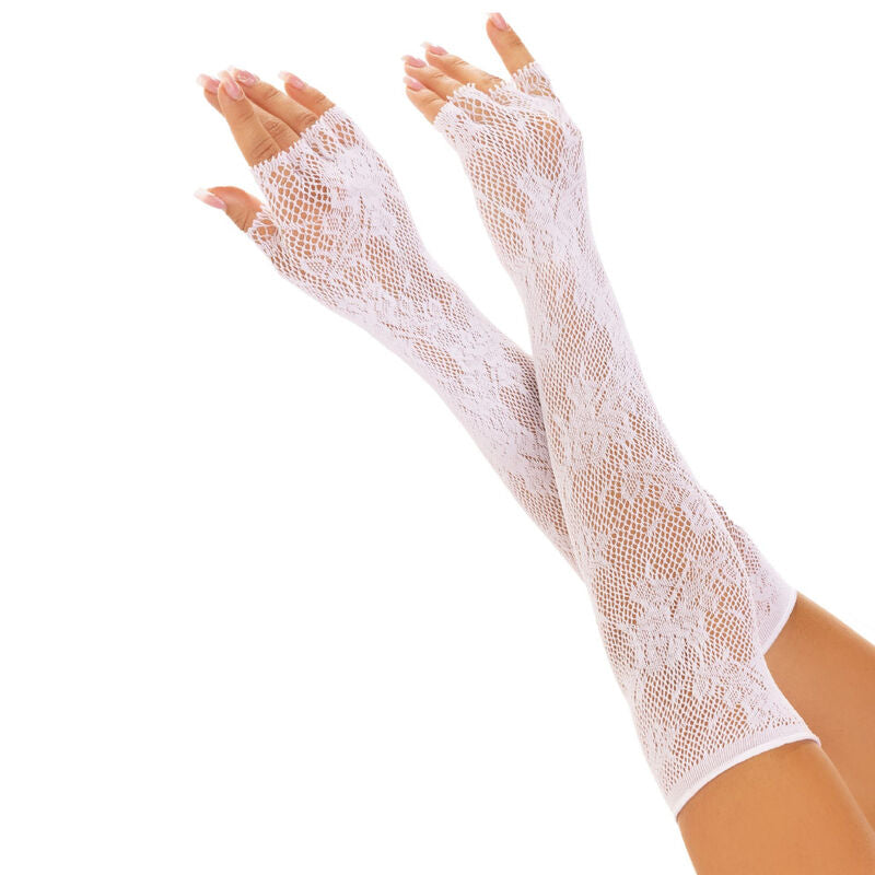 Gants lingerie résille sans doigts motif floral — détail produit