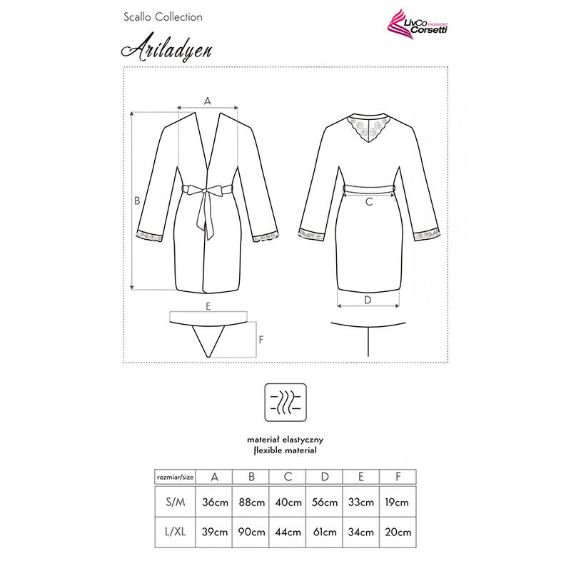 Ensemble peignoir et string Ariladyen noir Livco Corsetti — emballage produit