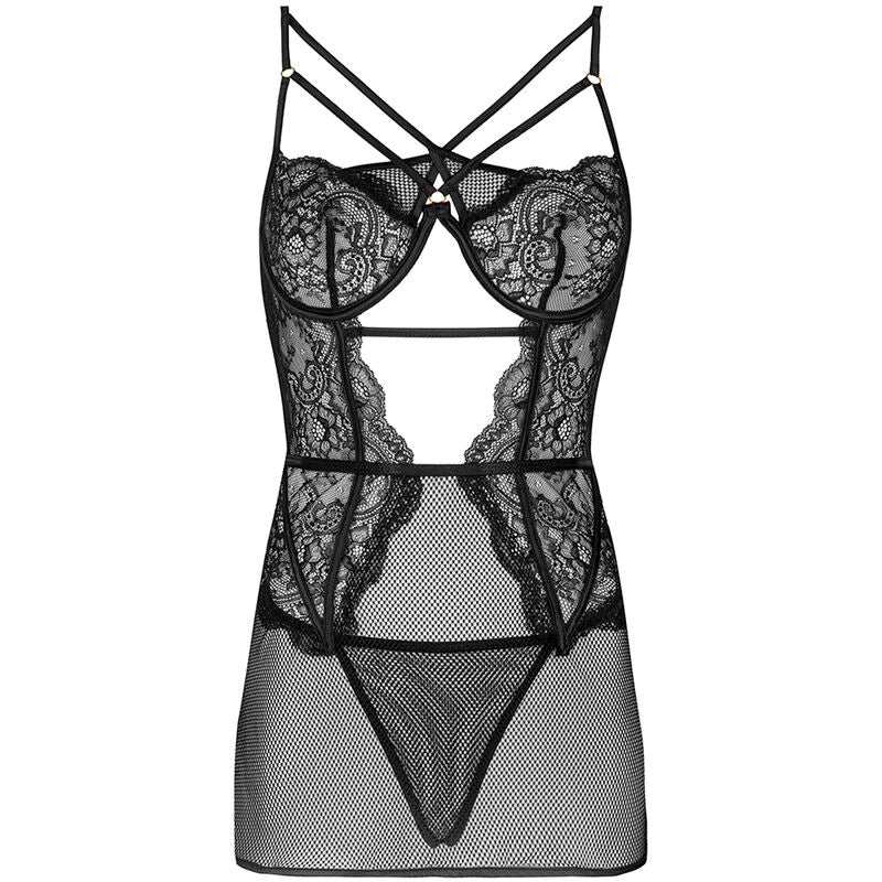 Ensemble chemise et string Baririn noir — vue de profil