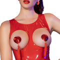 Cache-tétons adhésifs rouge polyester — vue principale