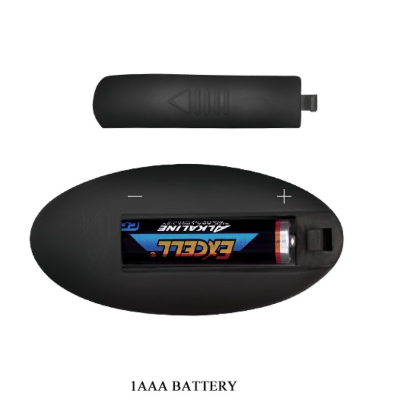 Telecommande ovale du plug prostatique Mr Play ouverte montrant l'insertion de la pile AAA et le bullet vibrant, pilotage sans fil des modes de vibration du jouet anal.