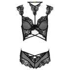 Ensemble soutien-gorge et culotte dentelle à bretelles — finition matière
