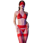 Ensemble lingerie 4 pièces Chilirose rouge et noir — vue principale
