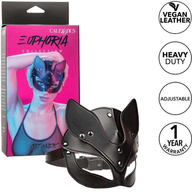 Masque de chat Euphoria cuir velours — vue de profil