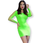 Robe lingerie sans couture effet seconde peau verte — vue principale