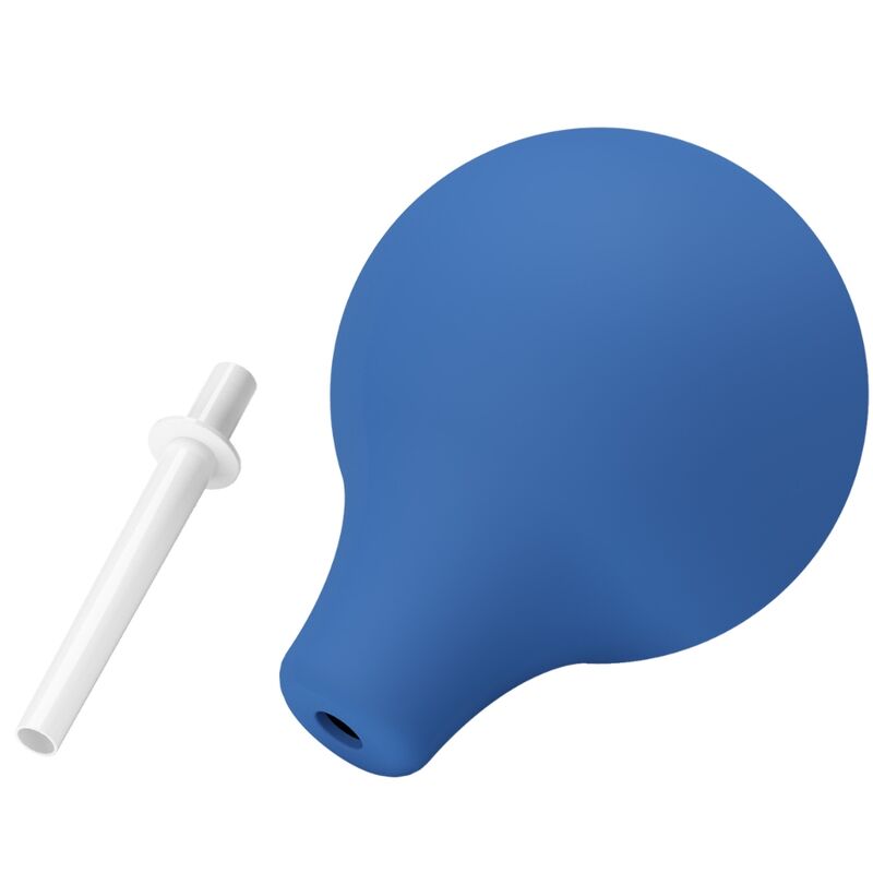 Douche anale avec buse fine et poire souple — vue de profil