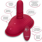 Rider Massager annoté : poussée motorisée puissante, vibrations puissantes, confort de grinding, texture sensuelle anatomique, double moteur indépendant, usage solo ou en couple, télécommande à 2 boutons.