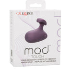 Emballage du Mod Touch CalExotics, packaging blanc et violet avec mentions 10 vitesses, silicone liquide, étanche IPX7, rechargeable USB.