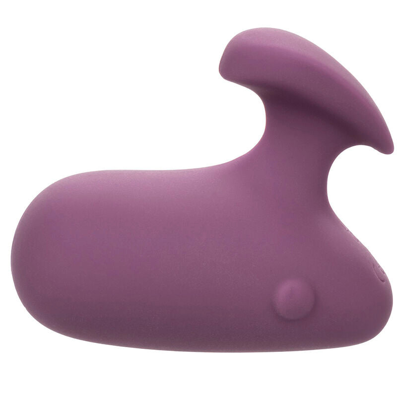 Stimulateur Mod Touch violet vu de côté à plat, silhouette complète du corps et de l'embout.