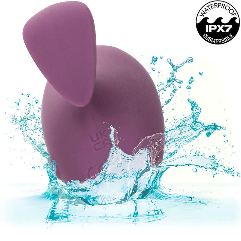 Stimulateur Mod Touch violet dans une éclaboussure d'eau, badge Waterproof IPX7 Submersible.