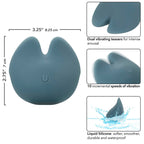 Schéma des dimensions du Mod Curve : 8,25 cm de large et 7 cm de haut, avec encarts double pointe vibrante, 10 vitesses et étanchéité.