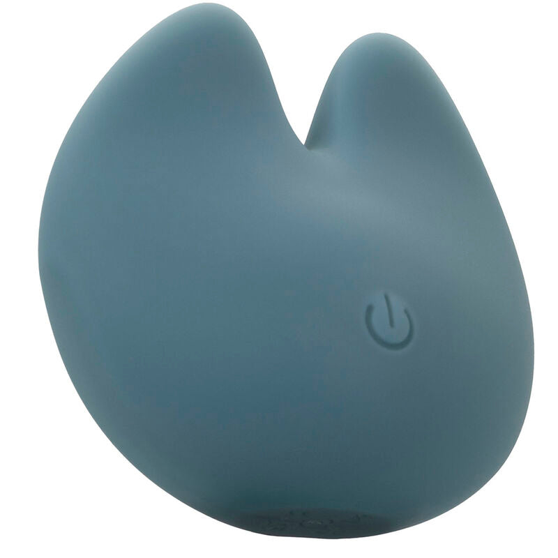 Stimulateur Mod Curve bleu vu de face, fente centrale entre les deux pointes et bouton marche/arrêt.