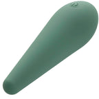 Stimulateur Mod Chic vert sauge vu en angle, silhouette conique effilée à pointe fine et base arrondie.