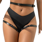Harnais de taille et de jambes en cuir noir — vue principale