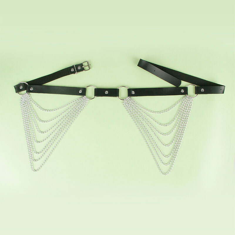 Ceinture chaîne en cuir noir — vue de dos