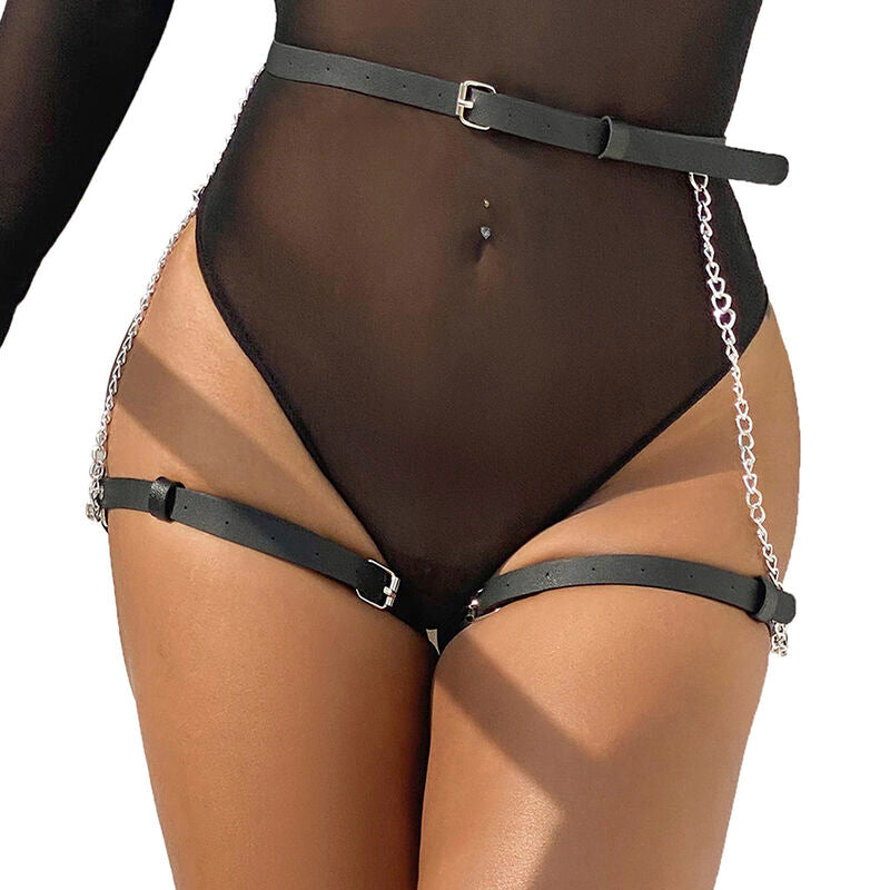 Harnais ceinture en cuir à chaîne pour femme — vue principale