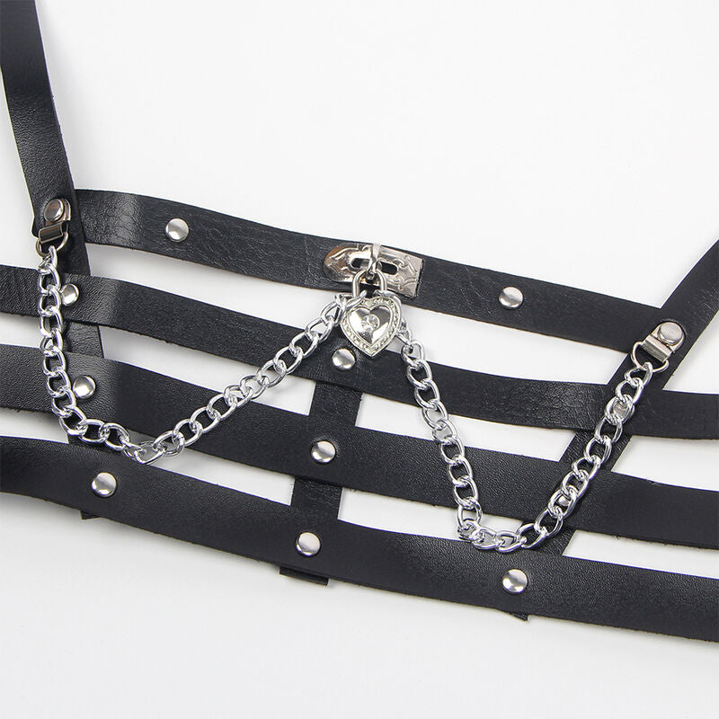 Harnais corset en cuir à détail chaîne — vue de dos