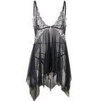 Babydoll tulle poitrine dentelle jupe asymétrique — détail texture surface