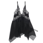 Babydoll tulle poitrine dentelle jupe asymétrique — vue de profil 2