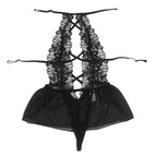 Body teddy dentelle dos nu col américain et jupe tulle — détail texture surface 2