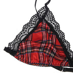 Costume d'étudiante sexy à carreaux avec collier — détail design