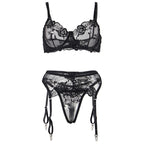 Ensemble lingerie 3 pièces imprimé floral soutien-gorge stri — vue rapprochée