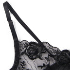 Ensemble lingerie 3 pièces imprimé floral soutien-gorge stri — angle alternatif