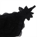 Tissu tulle babydoll avec dentelle et détail fleur noir s/m