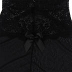Tissu tulle babydoll avec dentelle et détail fleur noir s/m