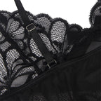 Babydoll dentelle transparente à imprimé floral — détail base