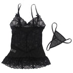 Babydoll dentelle transparente à imprimé floral — détail base 2