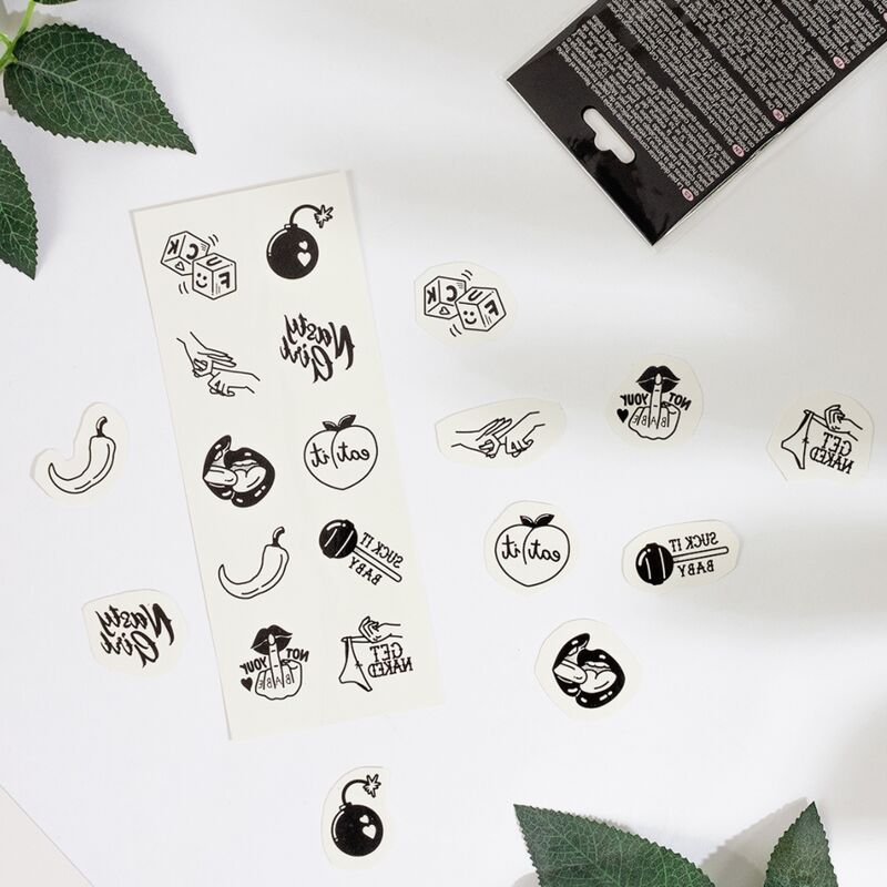 Lot de 10 tatouages temporaires Spicy — vue de profil