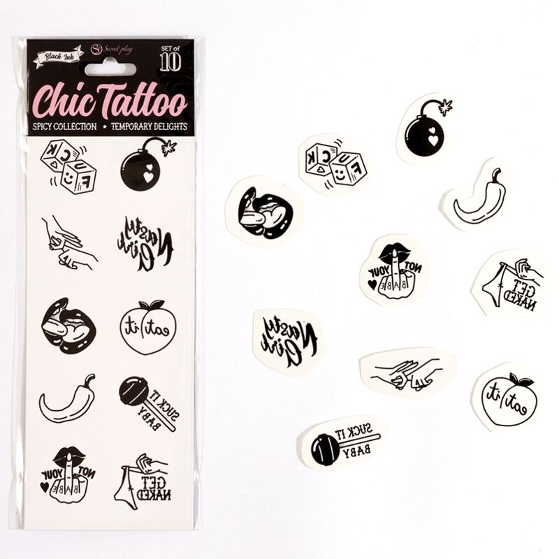 Lot de 10 tatouages temporaires Spicy — vue principale