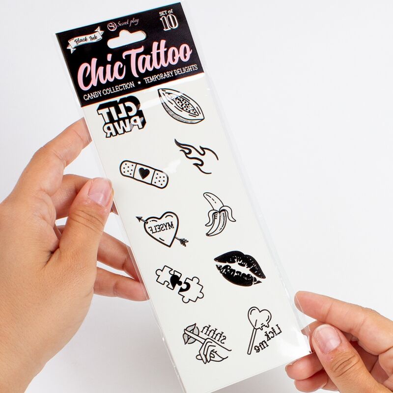 Lot de 10 tatouages temporaires Candy — vue de dos