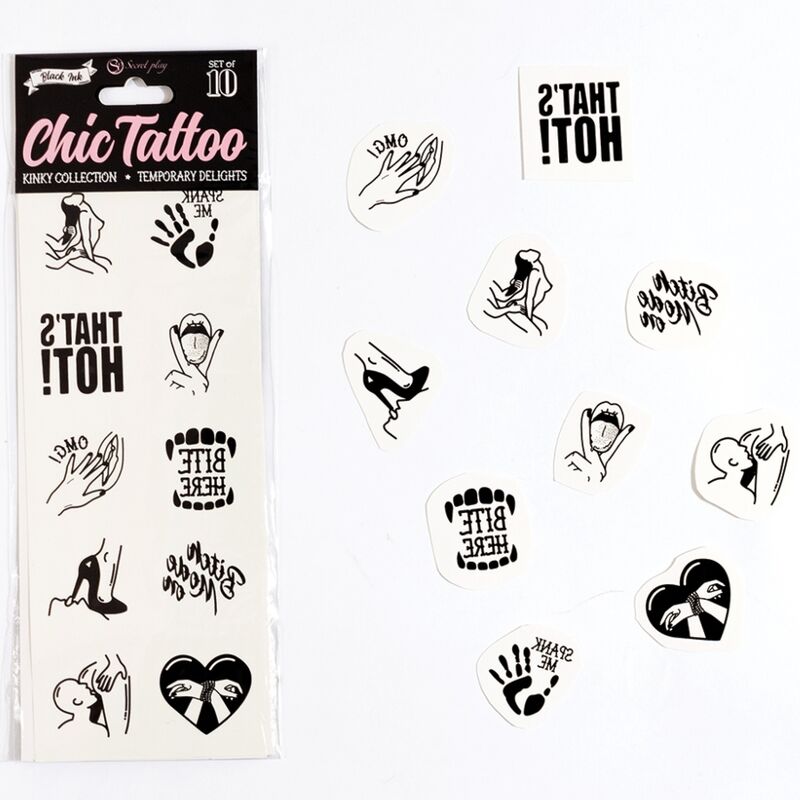 Lot de 10 tatouages temporaires coquins — vue principale