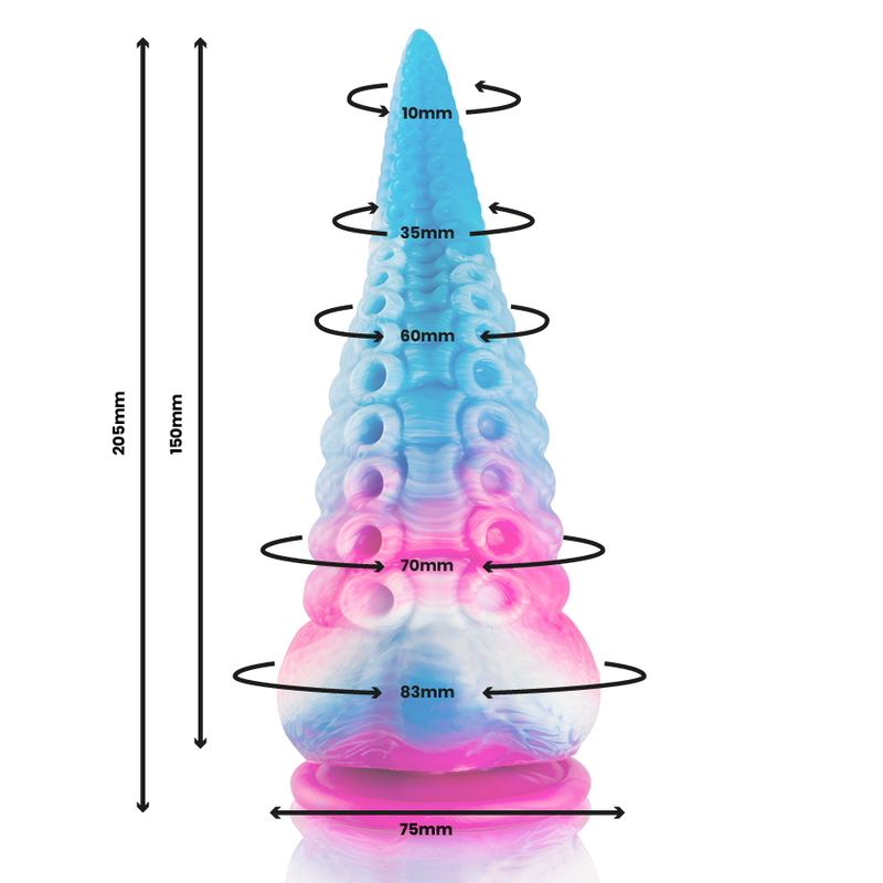 Gode tentacule Phorcys grand format en silicone — détail texture surface