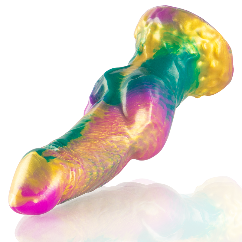 Gode iris fantasy en silicone avec testicules — vue de dos