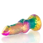 Gode iris fantasy en silicone avec testicules — vue rapprochée