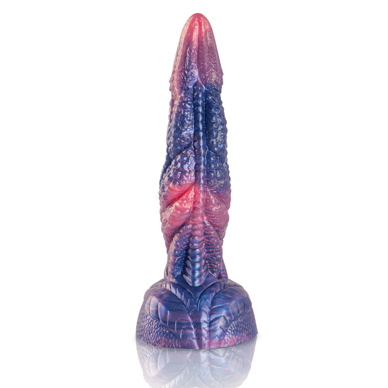Gode dionysus fantasy en silicone coloré — détail texture surface