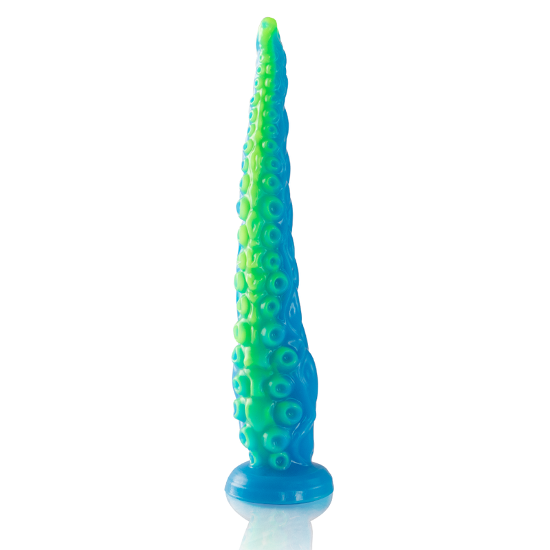 Gode tentacule fluorescent fin en silicone fantasy — finition matière