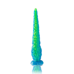 Gode tentacule fluorescent fin en silicone fantasy — détail texture surface
