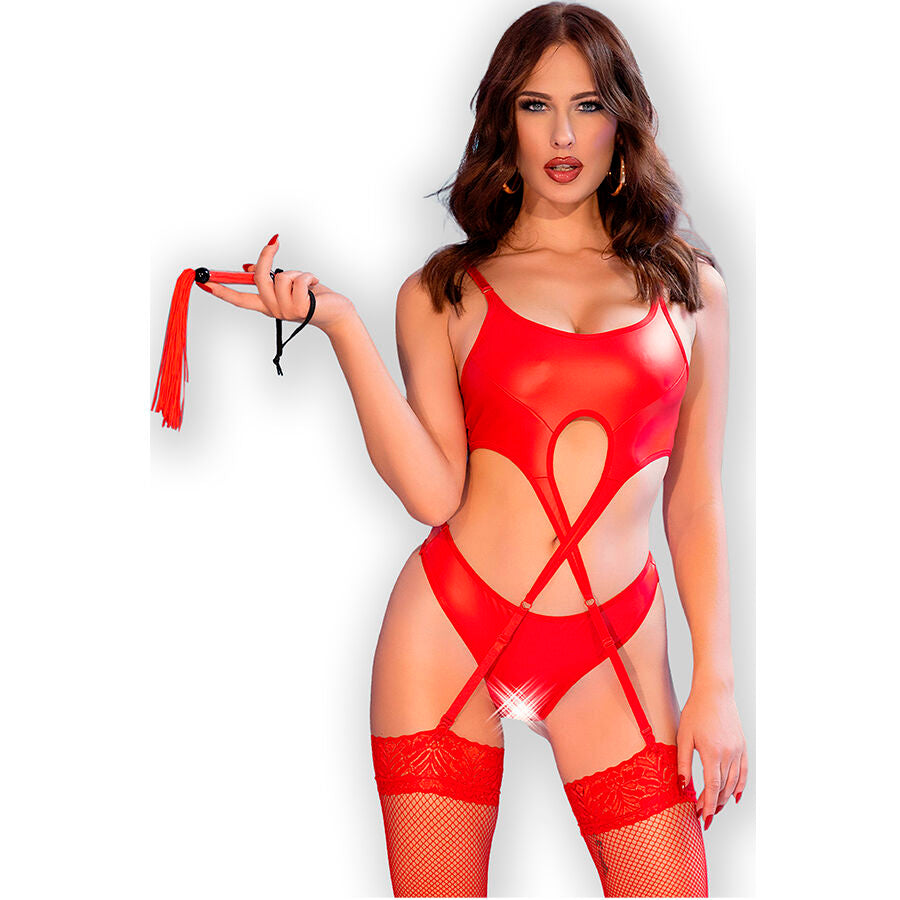 Tenue fétiche 4 pièces entrejambe ouvert effet latex — vue galerie 11