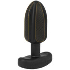 Plug anal Tartarus ElectraStim en silicone noir vu de face, corps conique a coutures contrastees et base a bascule, technologie quadripolaire pour electrostimulation.