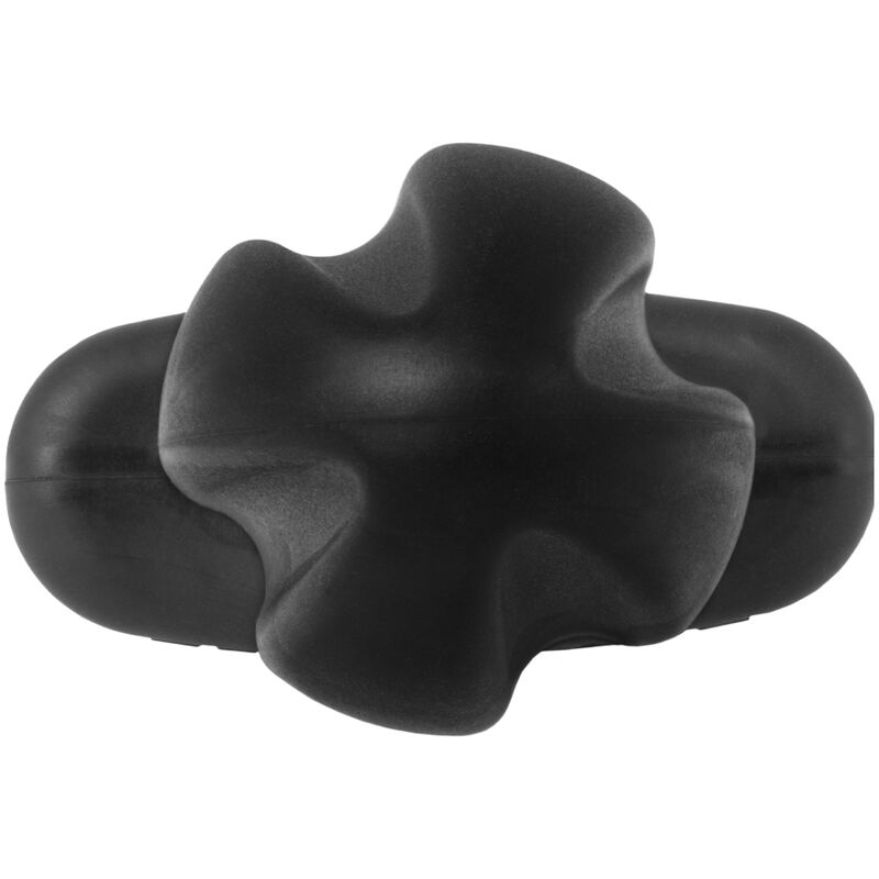 Base quadrilobee en silicone noir du plug Tartarus ElectraStim vue de dessus, forme a quatre lobes ergonomique de l'electrode quadripolaire pour electrostimulation.