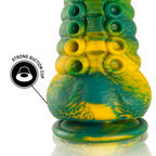 Gode tentacule fantasy en silicone texturé vert — vue trois quarts