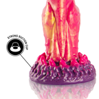 Gode cerberus fantasy en silicone flammé — comparatif dimensionnel