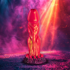 Gode cerberus fantasy en silicone flammé — détail produit